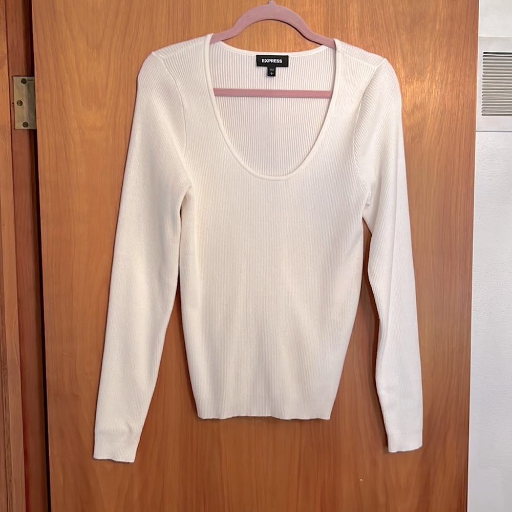 White Express Scoop-Neck Sweater